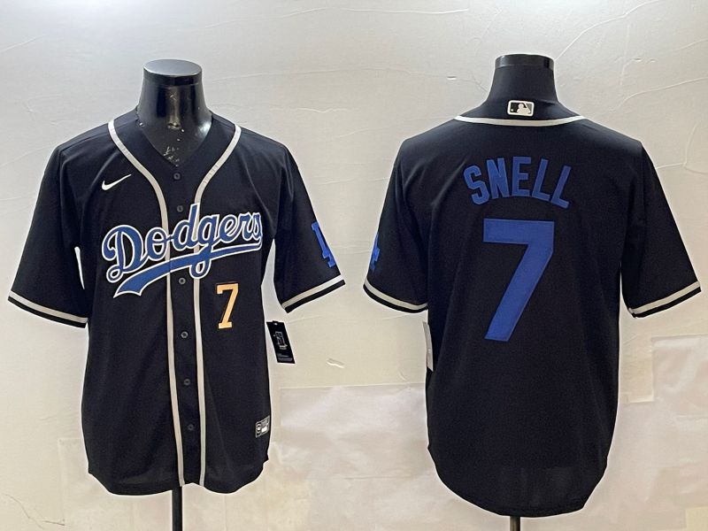 Men Los Angeles Dodgers 7 Snell Black Fashion Game 2025 Nike MLB Jersey style 12